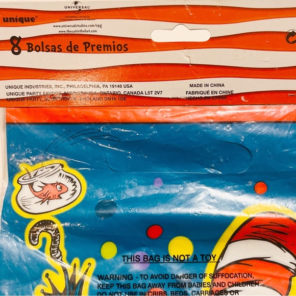 Vintage Dr. Seuss Cat in the Hat Movie Loot Bags Birthday Party Green Red 2000s - Picture 5 of 8